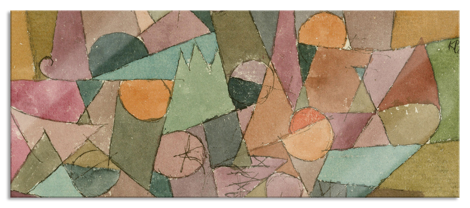 Pixxprint Paul Klee - Unbenannt, Glasbild Panorama