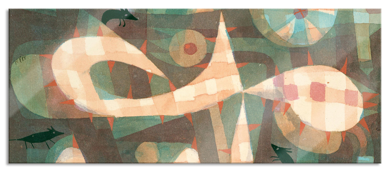 Pixxprint Paul Klee - Die Stachelschlinge mit den Mäusen, Glasbild Panorama