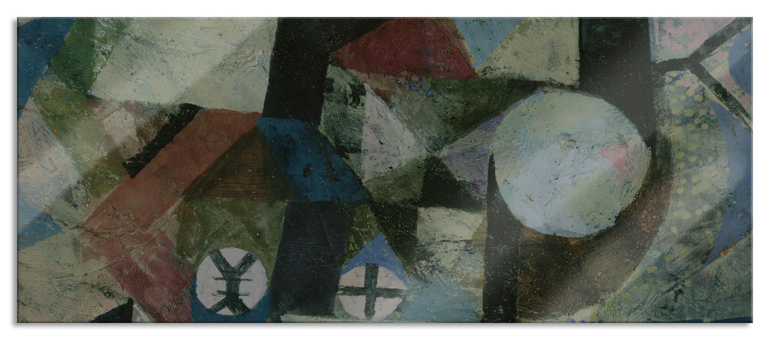 Pixxprint Paul Klee - Komposition mit dem gelben Halbmond, Glasbild Panorama