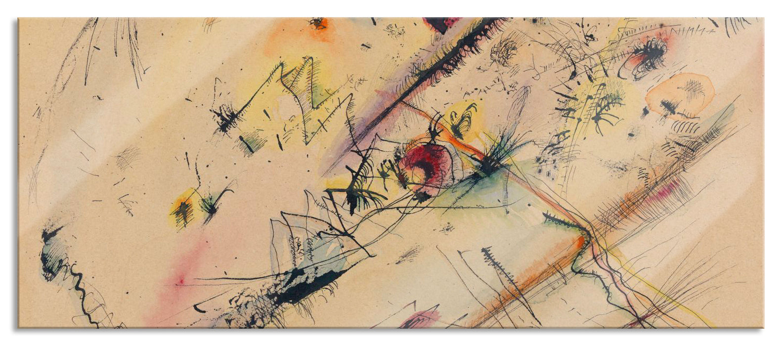 Pixxprint Wassily Kandinsky - Helles Bild, Glasbild Panorama