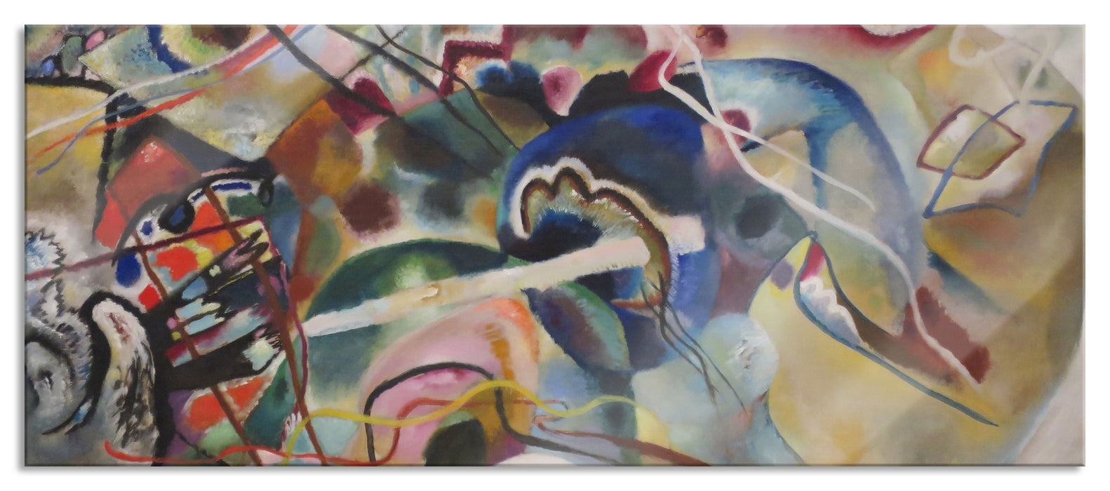 Pixxprint Wassily Kandinsky - Bild mit weißem Rand, Glasbild Panorama