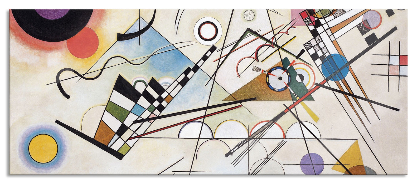 Pixxprint Wassily Kandinsky - Komposition, Glasbild Panorama