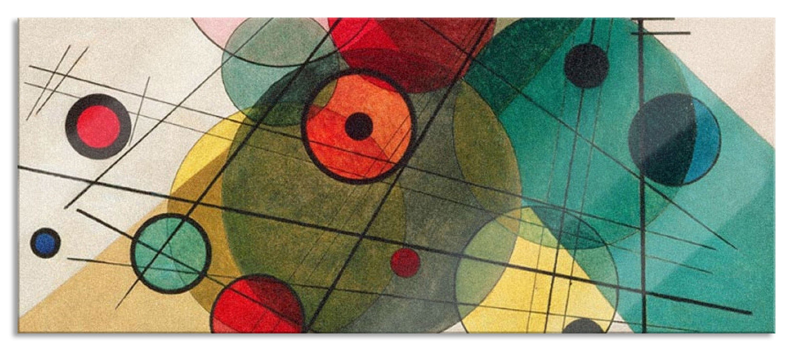 Wassily Kandinsky - Kreise in einem Kreis, Glasbild Panorama