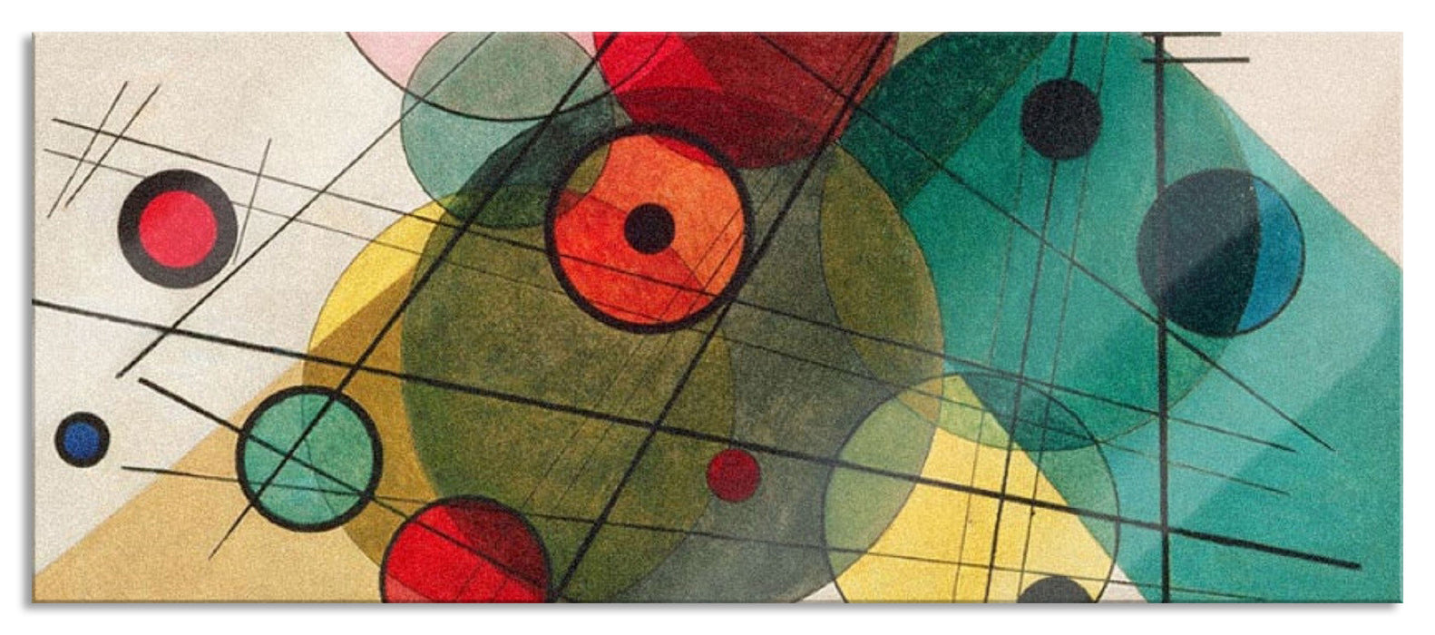 Pixxprint Wassily Kandinsky - Kreise in einem Kreis, Glasbild Panorama