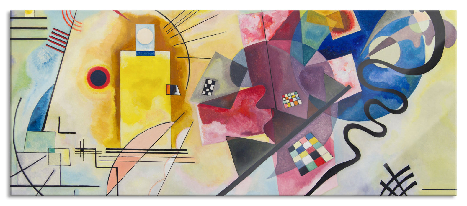 Pixxprint Wassily Kandinsky - Gelb-Rot-Blau, Glasbild Panorama