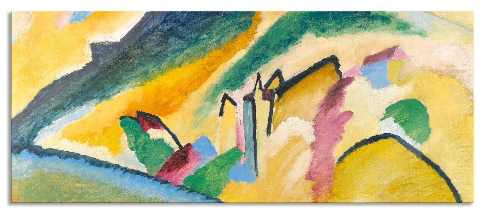 Pixxprint Wassily Kandinsky - Herbstlandschaft, Glasbild Panorama