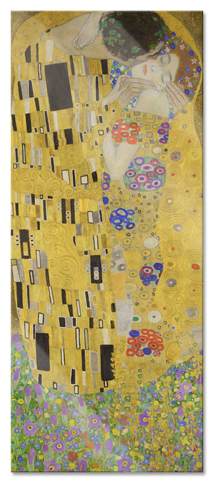 Pixxprint Gustav Klimt - Der Kuss, Glasbild Panorama
