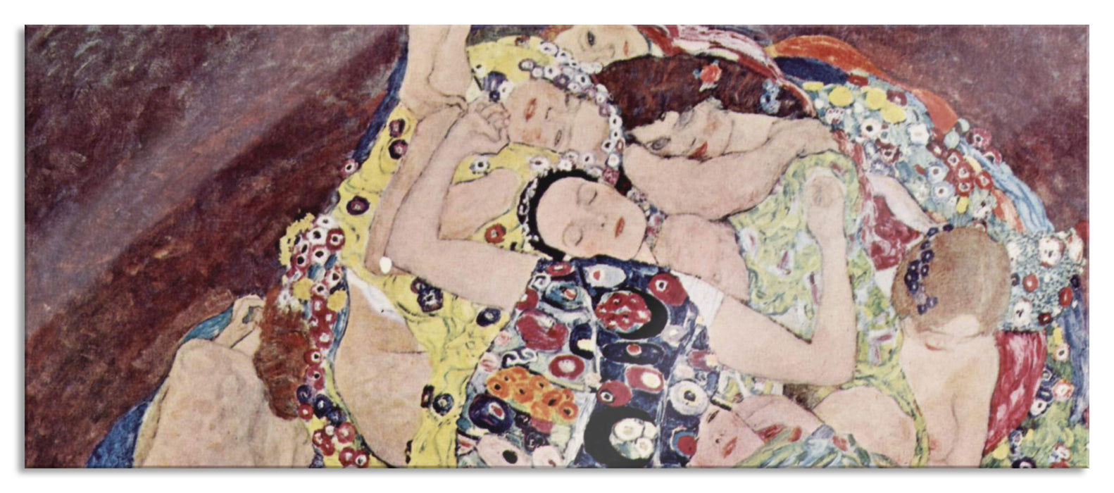 Pixxprint Gustav Klimt - Die Jungfrau, Glasbild Panorama
