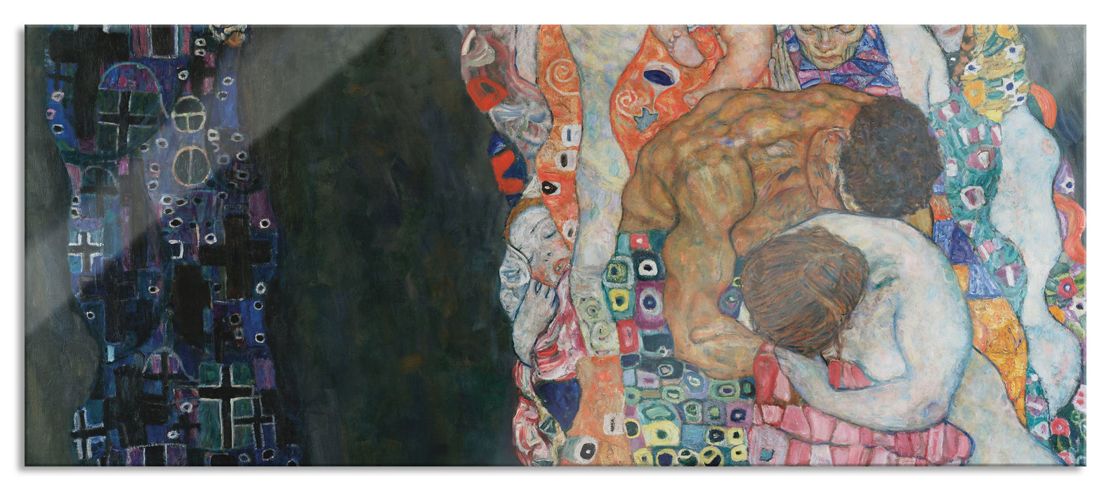 Gustav Klimt - Tod und Leben, Glasbild Panorama