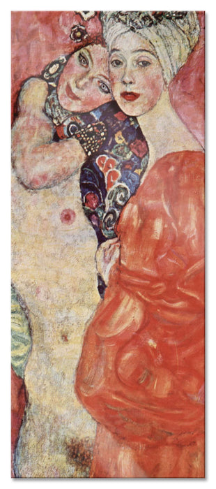 Gustav Klimt - Die Freundinnen, Glasbild Panorama