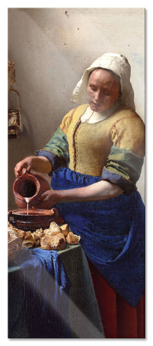 Pixxprint Johannes Vermeer - Das Milchmädchen, Glasbild Panorama