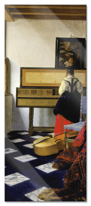 Pixxprint Johannes Vermeer - Die Musikstunde, Glasbild Panorama