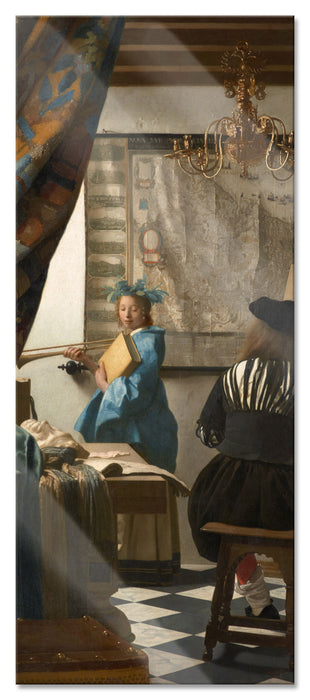 Pixxprint Johannes Vermeer - Die Allegorie der Malerei, Glasbild Panorama