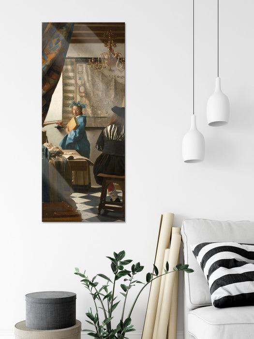 Johannes Vermeer - Die Allegorie der Malerei, Glasbild Panorama