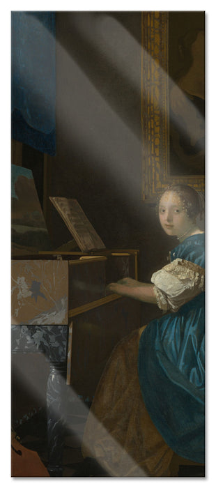 Johannes Vermeer - Sitzende Virginal Spielerin, Glasbild Panorama