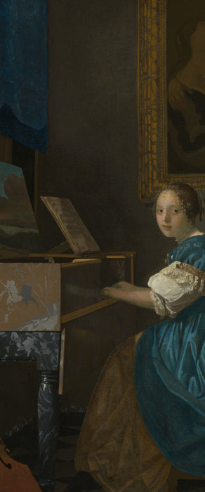 Johannes Vermeer - Sitzende Virginal Spielerin, Glasbild Panorama