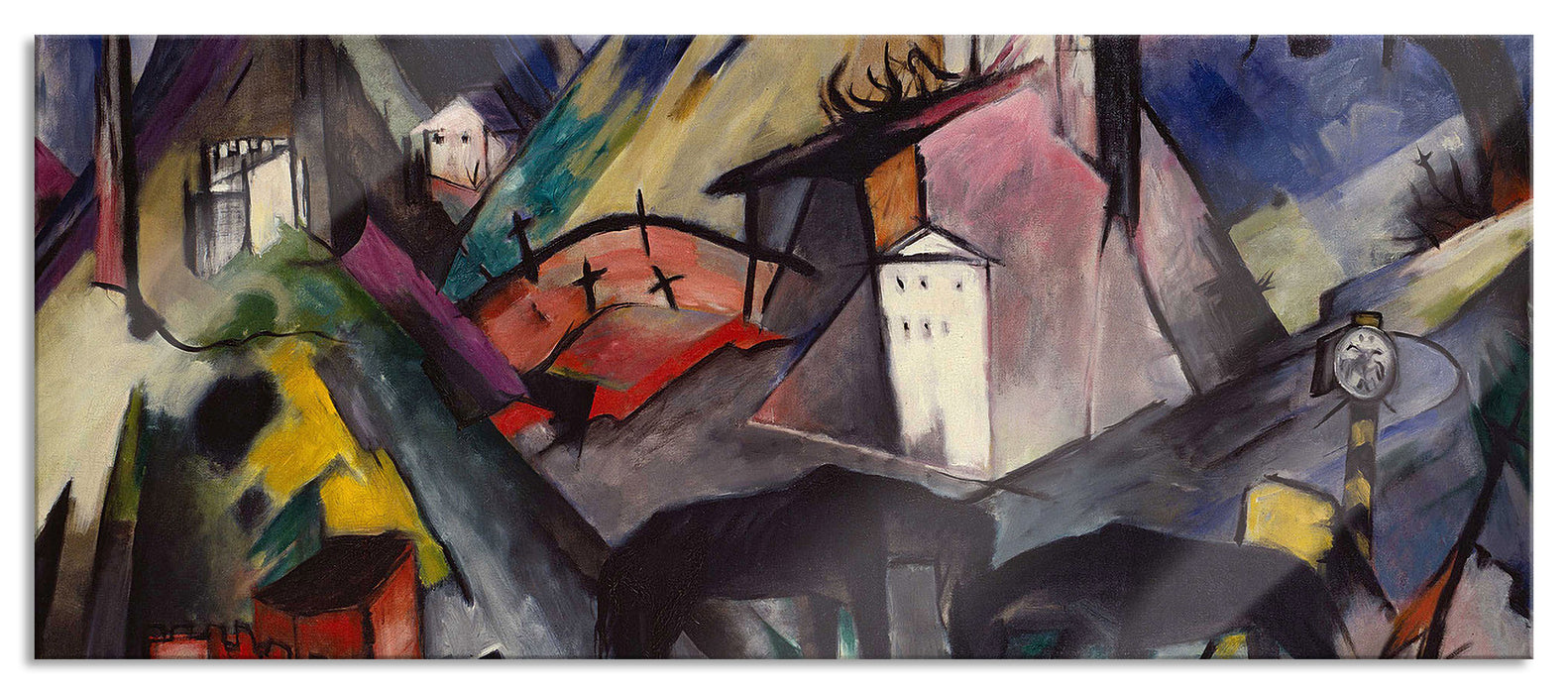 Pixxprint Franz Marc - Das arme Land Tirol, Glasbild Panorama