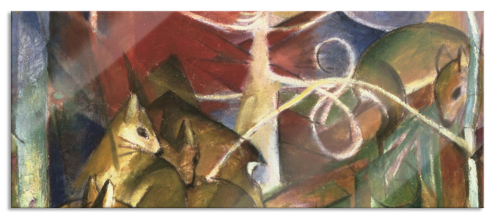 Pixxprint Franz Marc - Rehe im Wald I, Glasbild Panorama