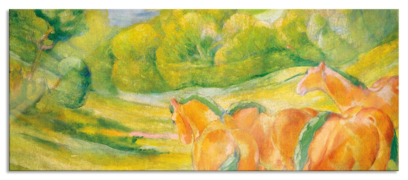 Pixxprint Franz Marc - Große Landschaft I, Glasbild Panorama
