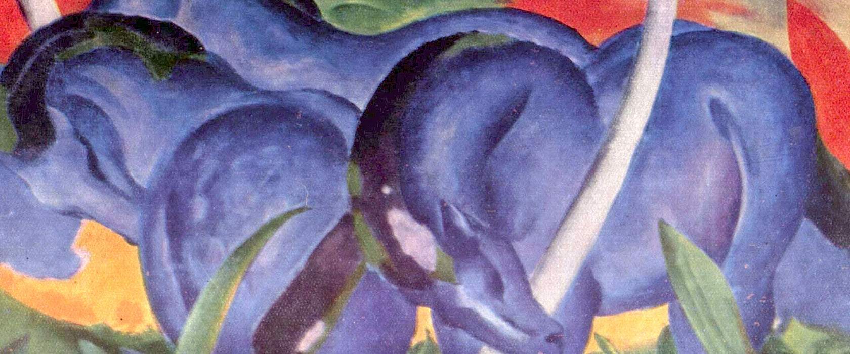 Franz Marc - Die großen blauen Pferde, Glasbild Panorama