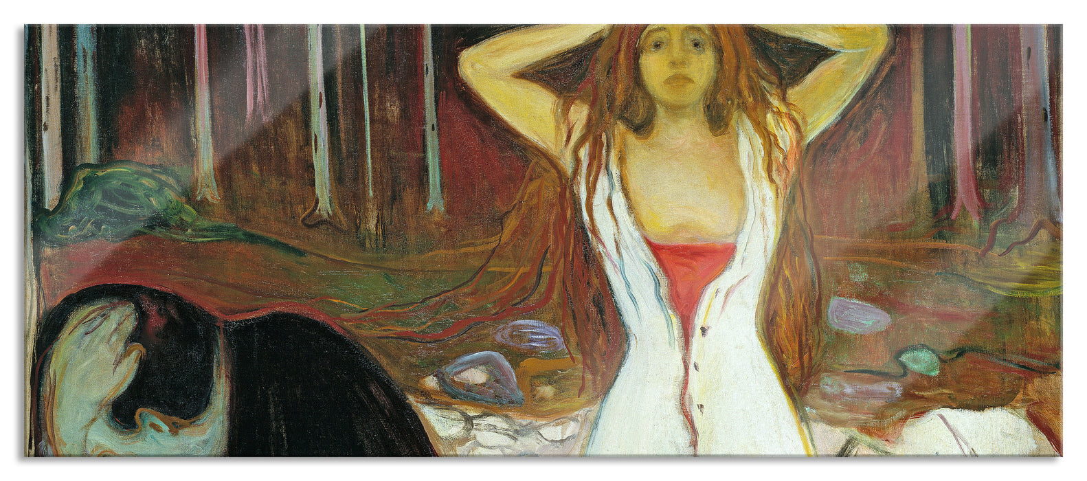 Edvard Munch - Asche, Glasbild Panorama