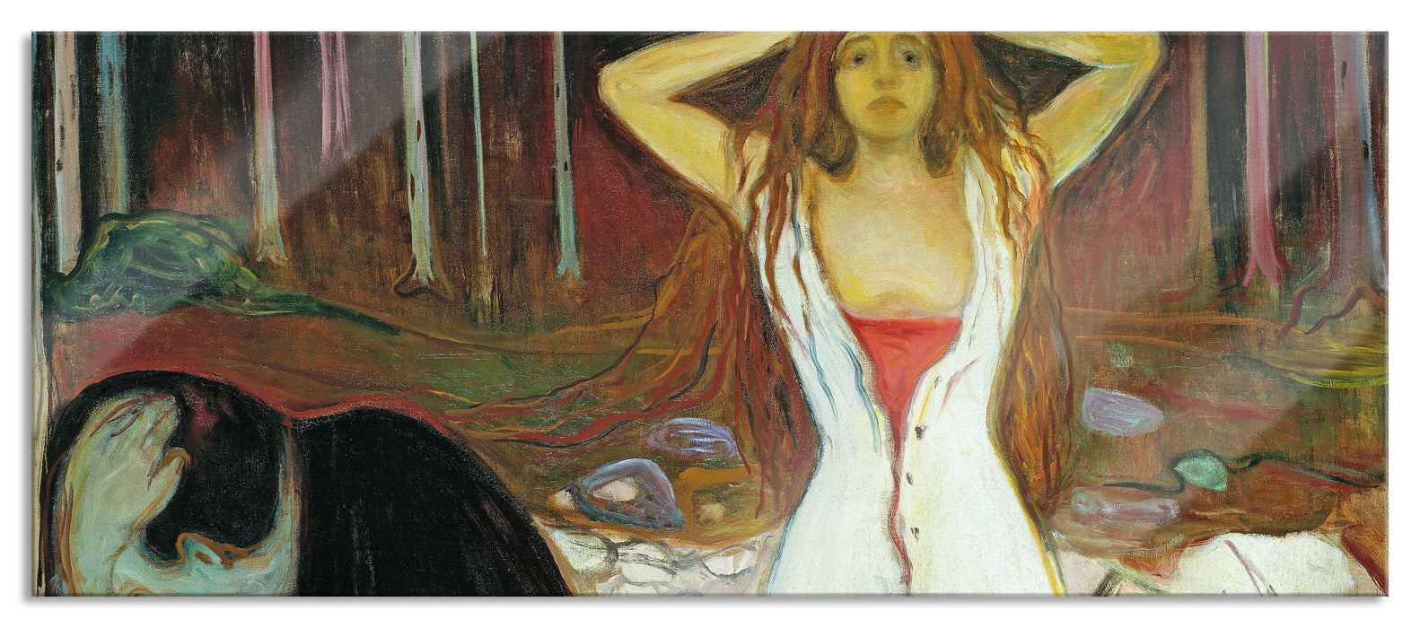 Pixxprint Edvard Munch - Asche, Glasbild Panorama