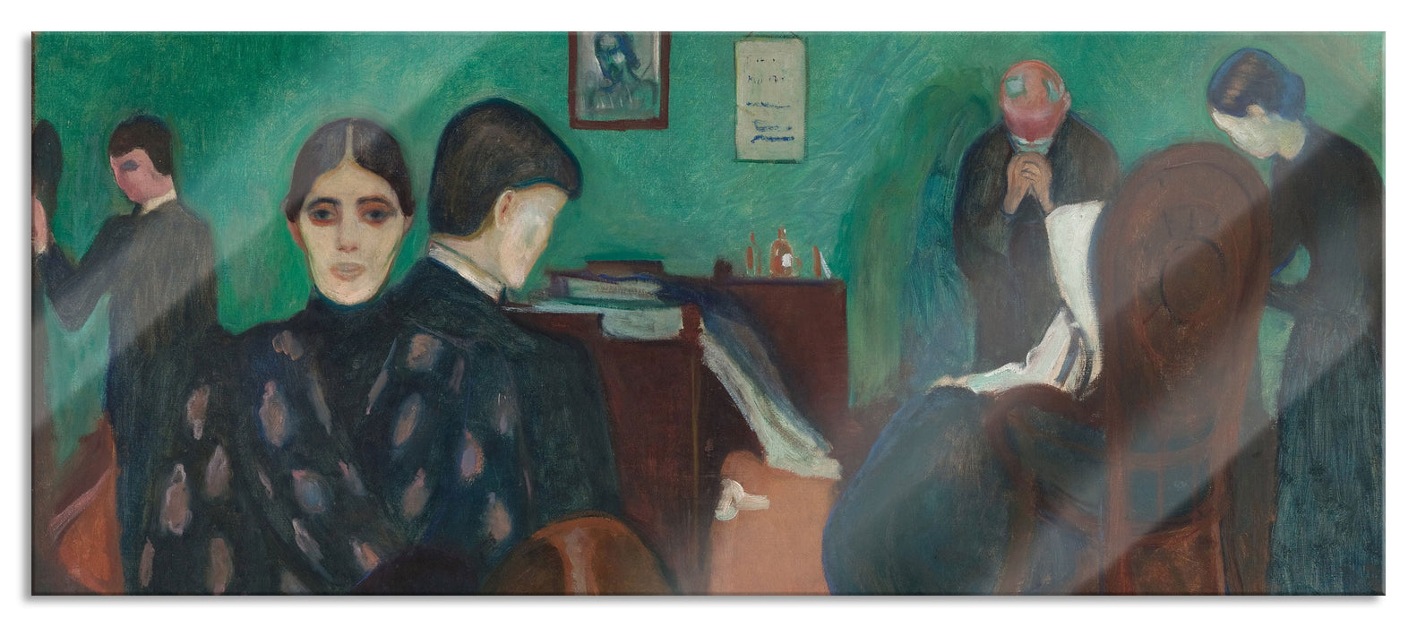Pixxprint Edvard Munch - Der Tod im Krankenzimmer, Glasbild Panorama