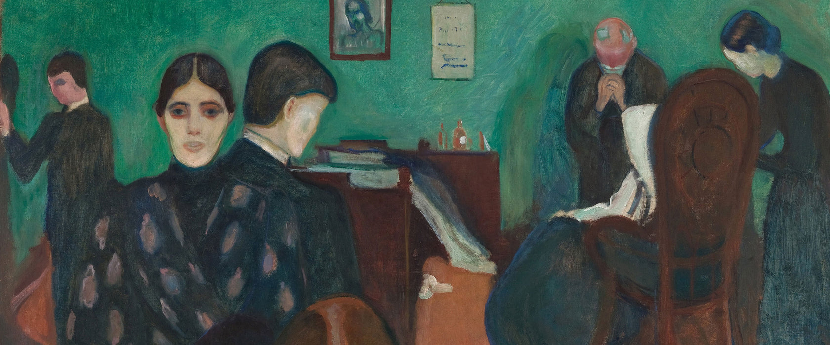 Edvard Munch - Der Tod im Krankenzimmer, Glasbild Panorama