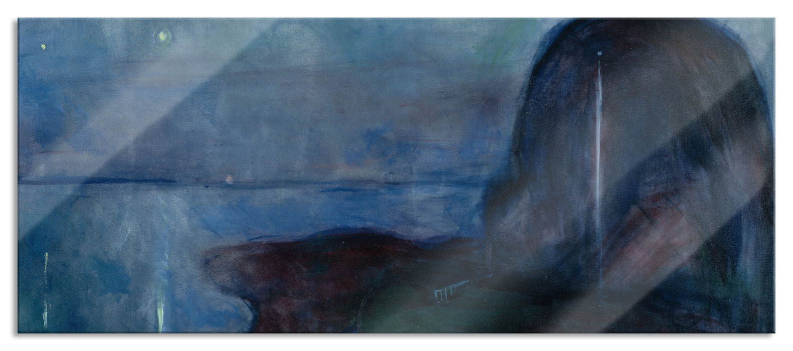 Pixxprint Edvard Munch - Sternennacht, Glasbild Panorama