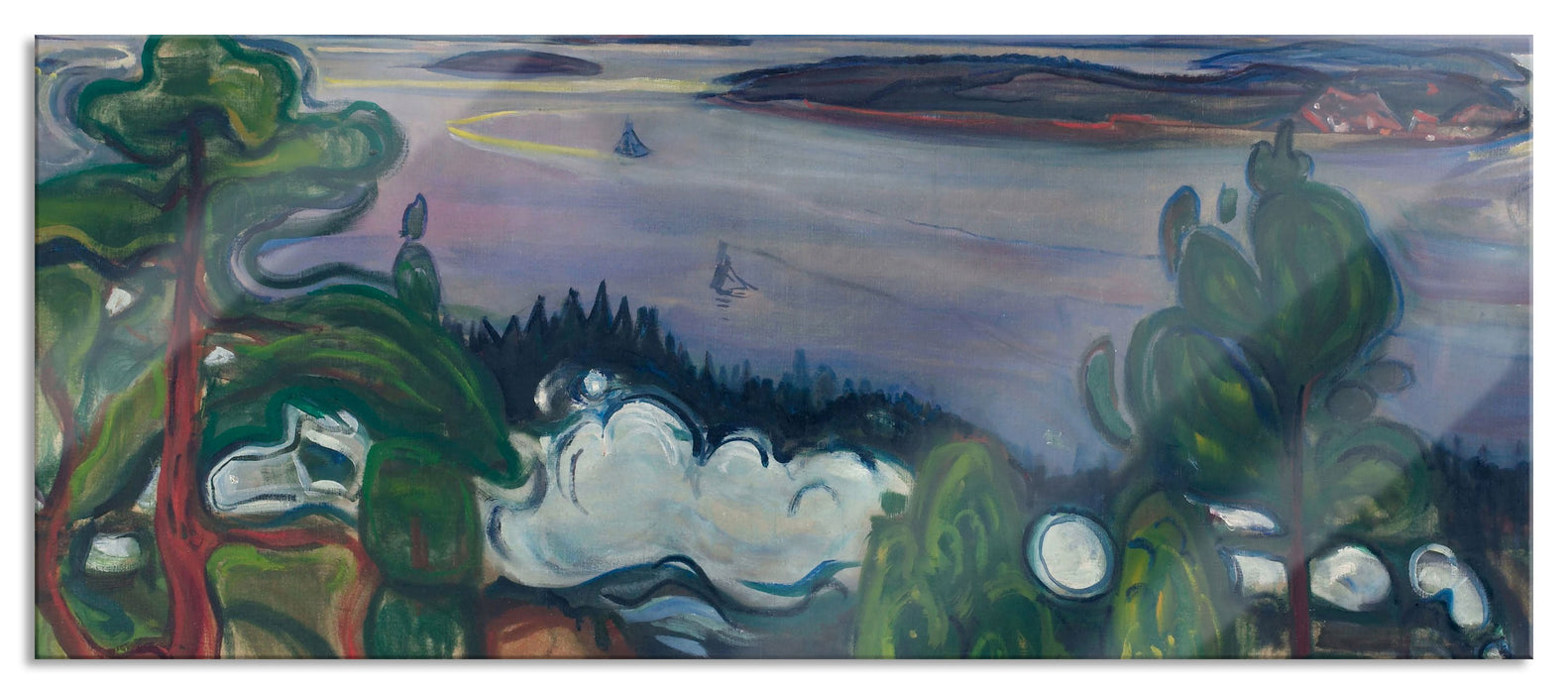 Edvard Munch - Train Smoke, Glasbild Panorama
