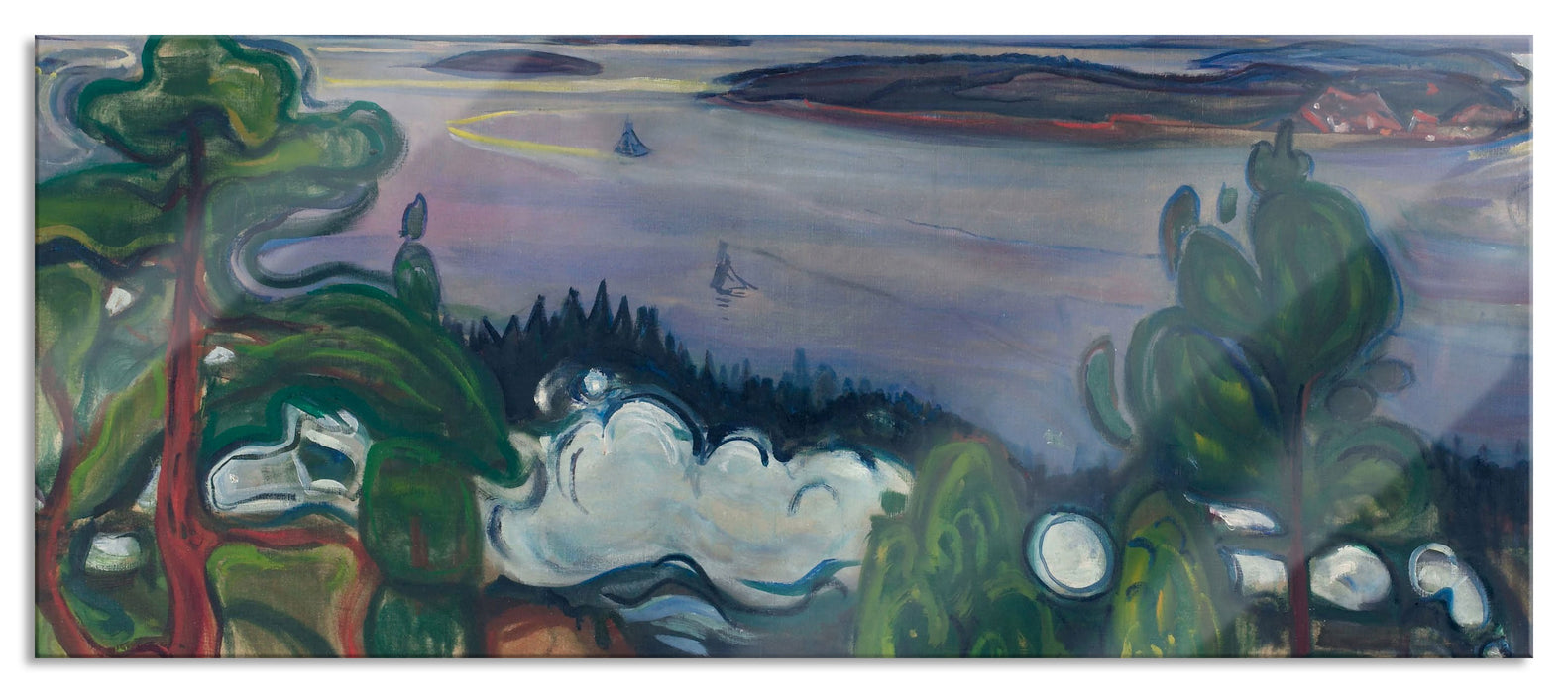 Pixxprint Edvard Munch - Train Smoke, Glasbild Panorama