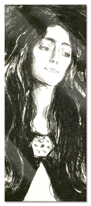 Edvard Munch - Die Brosche - Eva Mudocci, Glasbild Panorama