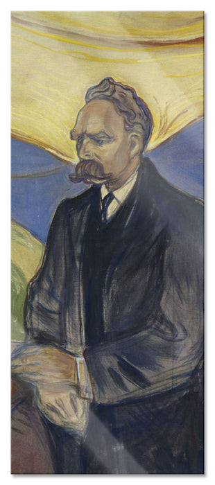 Pixxprint Edvard Munch - Portrait von Friedrich Nietzsche, Glasbild Panorama