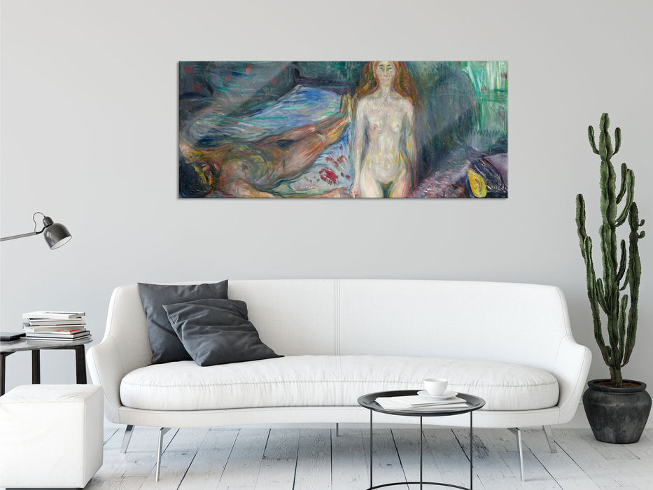 Edvard Munch - Der Tod des Marat I, Glasbild Panorama