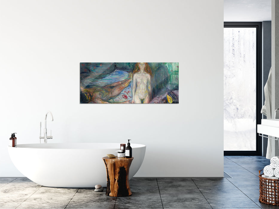 Edvard Munch - Der Tod des Marat I, Glasbild Panorama