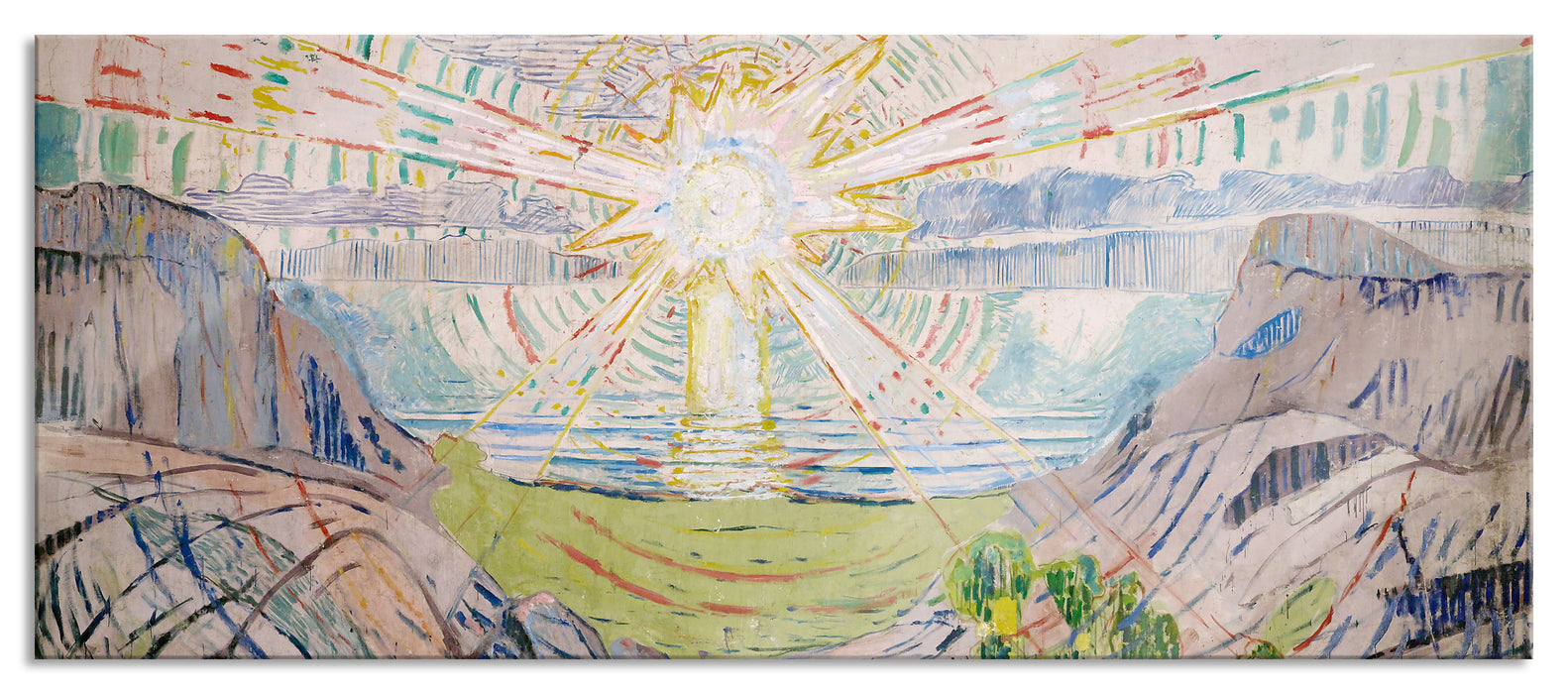 Pixxprint Edvard Munch - Die Sonne, Glasbild Panorama