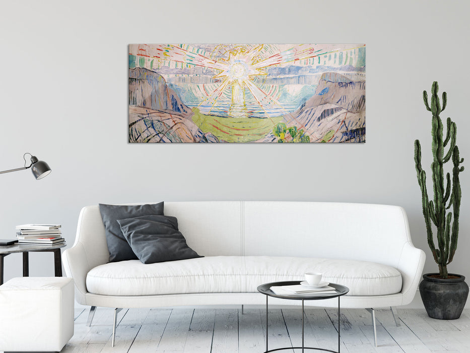 Edvard Munch - Die Sonne, Glasbild Panorama