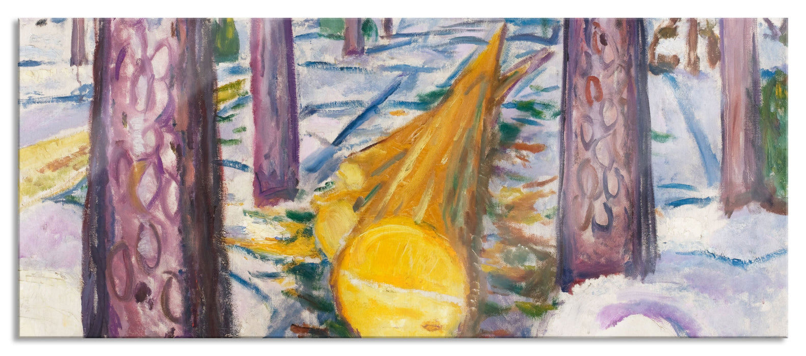 Edvard Munch - Gelber Baumstamm, Glasbild Panorama
