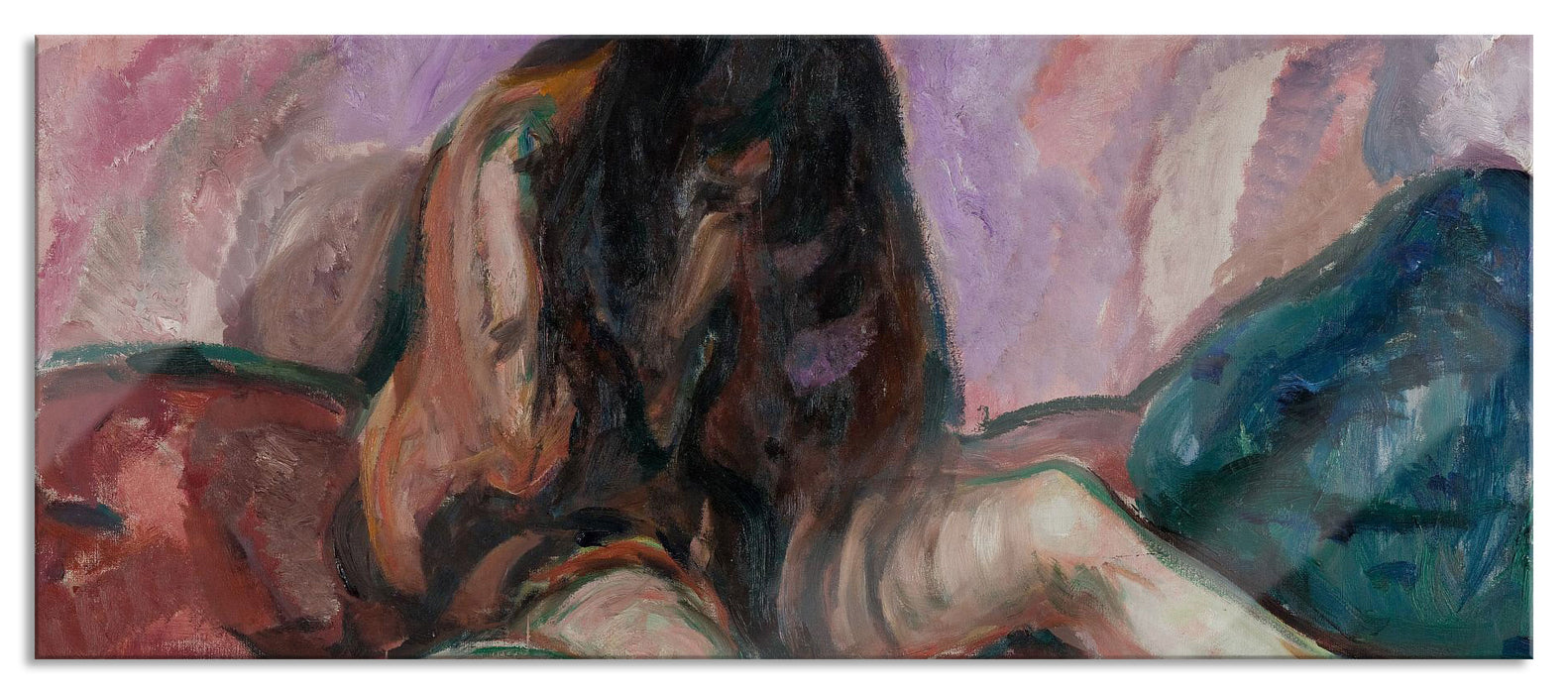 Edvard Munch - Weinende Nackte, Glasbild Panorama