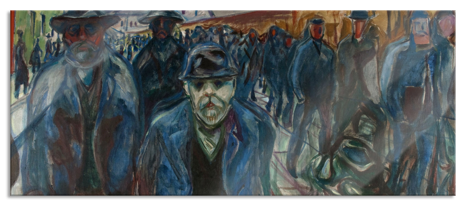 Edvard Munch - Arbeiter auf dem Heimweg, Glasbild Panorama