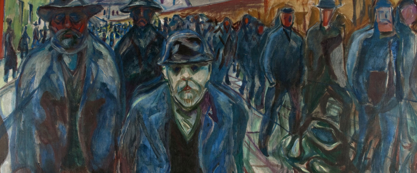 Edvard Munch - Arbeiter auf dem Heimweg, Glasbild Panorama