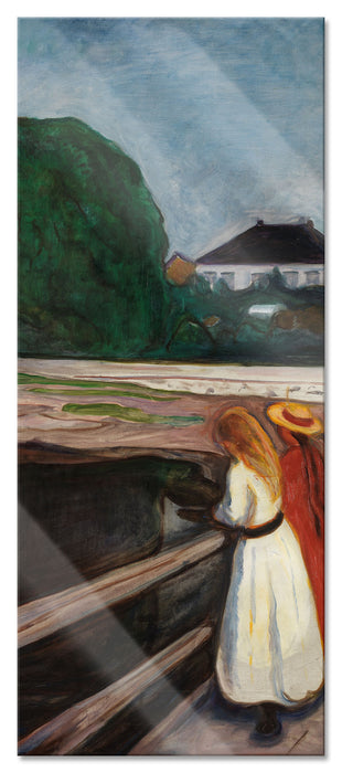 Edvard Munch - Mädchen auf der Brücke, Glasbild Panorama