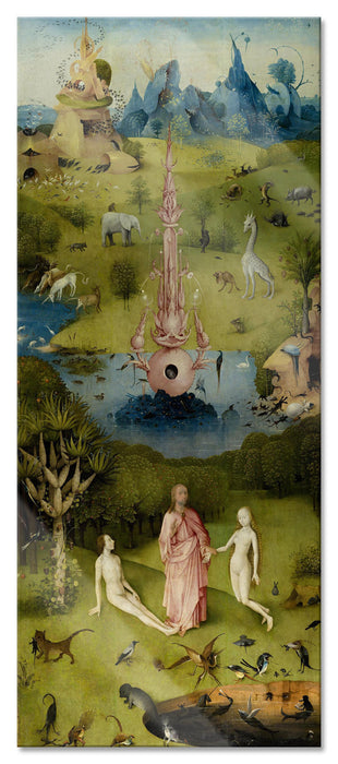 Pixxprint Hieronymus Bosch - Der Garten der Lüste I, Glasbild Panorama