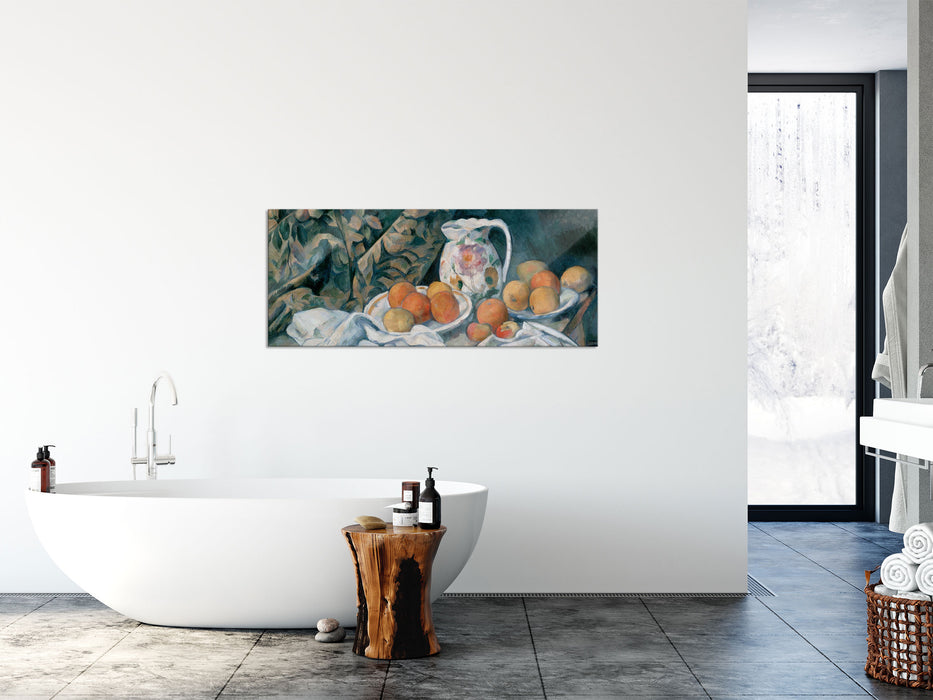 Paul Cézanne  - Stillleben mit Gardine, Glasbild Panorama