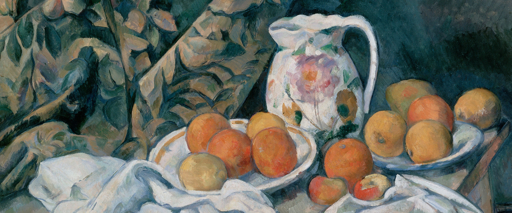 Paul Cézanne  - Stillleben mit Gardine, Glasbild Panorama