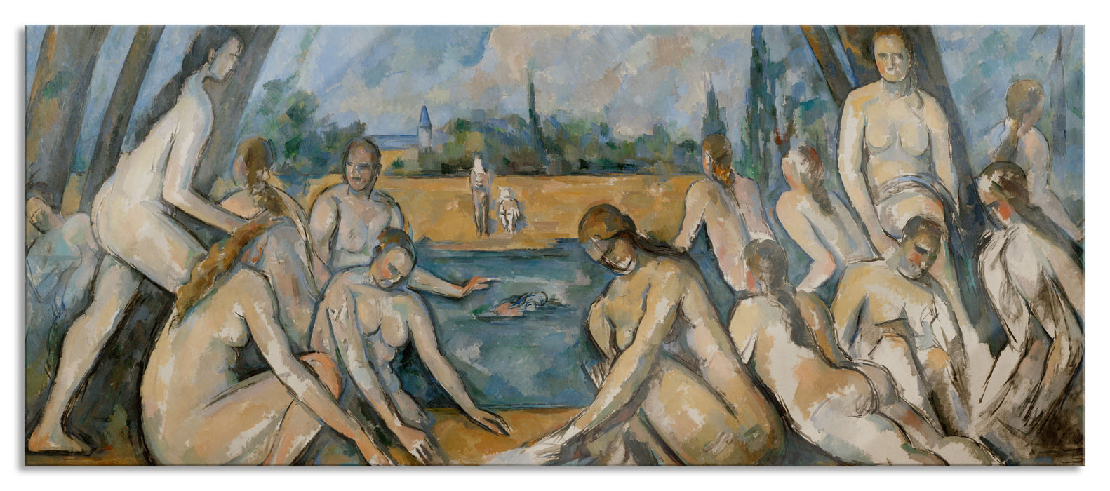 Paul Cézanne  - Die großen Badenden, Glasbild Panorama