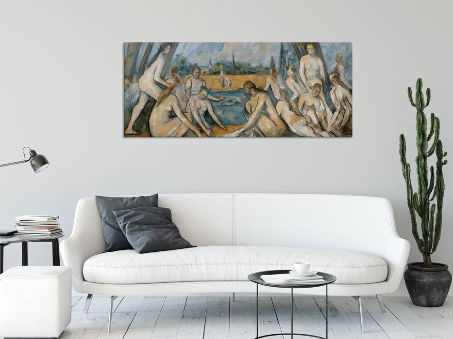 Paul Cézanne  - Die großen Badenden, Glasbild Panorama