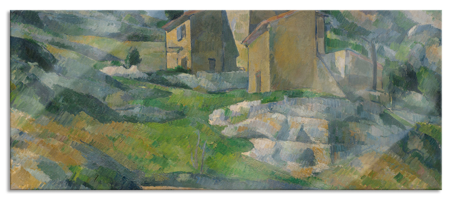 Pixxprint Paul Cézanne - Das Riaux-Tal nahe l'Estaque, Glasbild Panorama