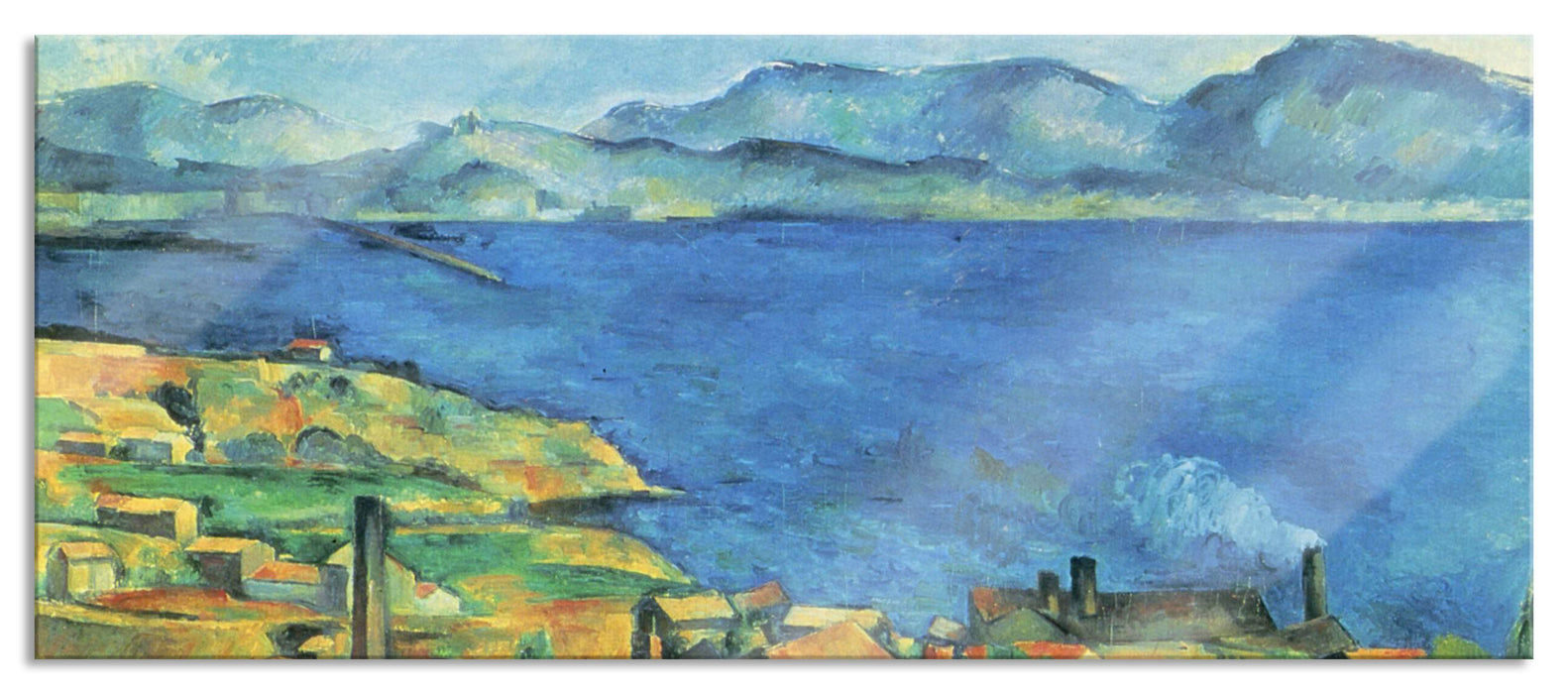 Pixxprint Paul Cézanne - Die Bucht von Marseilles Blick von L', Glasbild Panorama