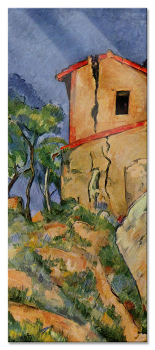 Pixxprint Paul Cézanne - Das Haus mit geborstenen Wänden, Glasbild Panorama